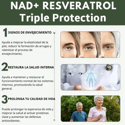 Suplemento NAD+ Resveratrol Cápsulas